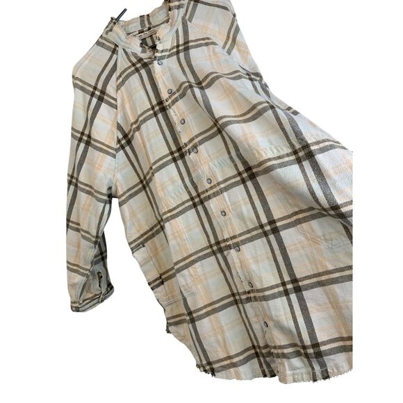 We The Free Womens L Plaid Button-Down Long Sleeve Shirt Shacket EUC 8130 - Picture 6 of 10